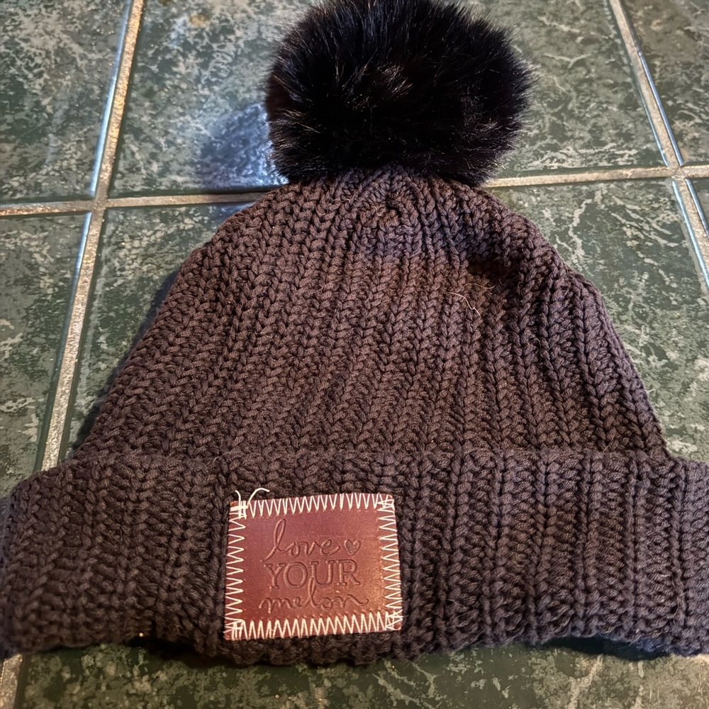 Love Your Melon Black Pom Beanie